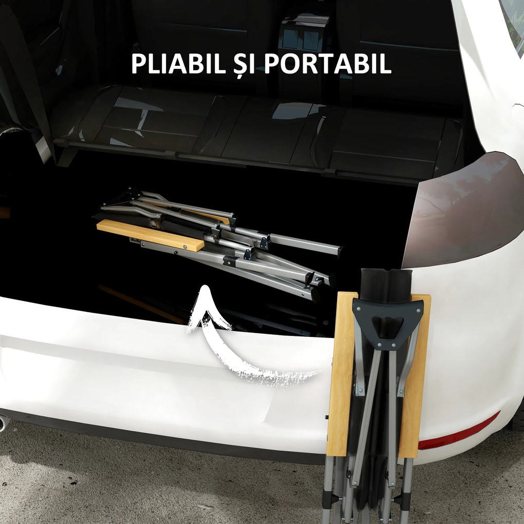 Outsunny Scaun de Camping Pliabil cu Spătar Reglabil, Negru | Aosom Romania