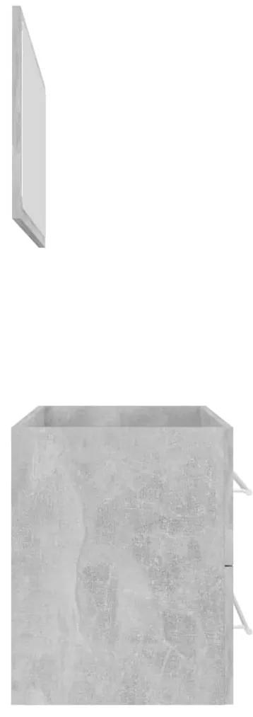 Set mobilier de baie, 2 piese, gri beton, PAL Gri beton, cu oglinda, 1