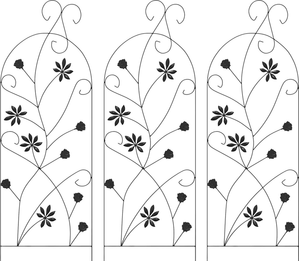 vidaXL Gard de Grădină cu blocare 3 pcs Negru 112 x 39,5 cm Oțel