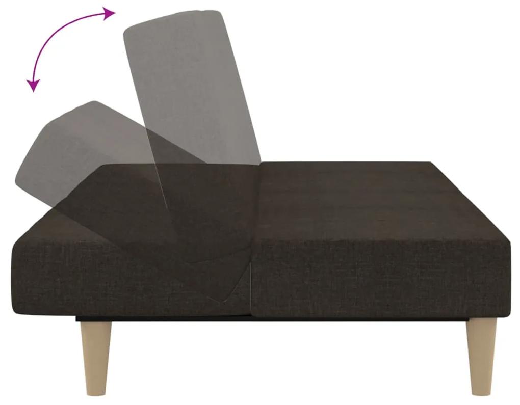 Canapea extensibila 2 locuri, cu taburet, maro inchis, textil Maro inchis, Cu scaunel pentru picioare