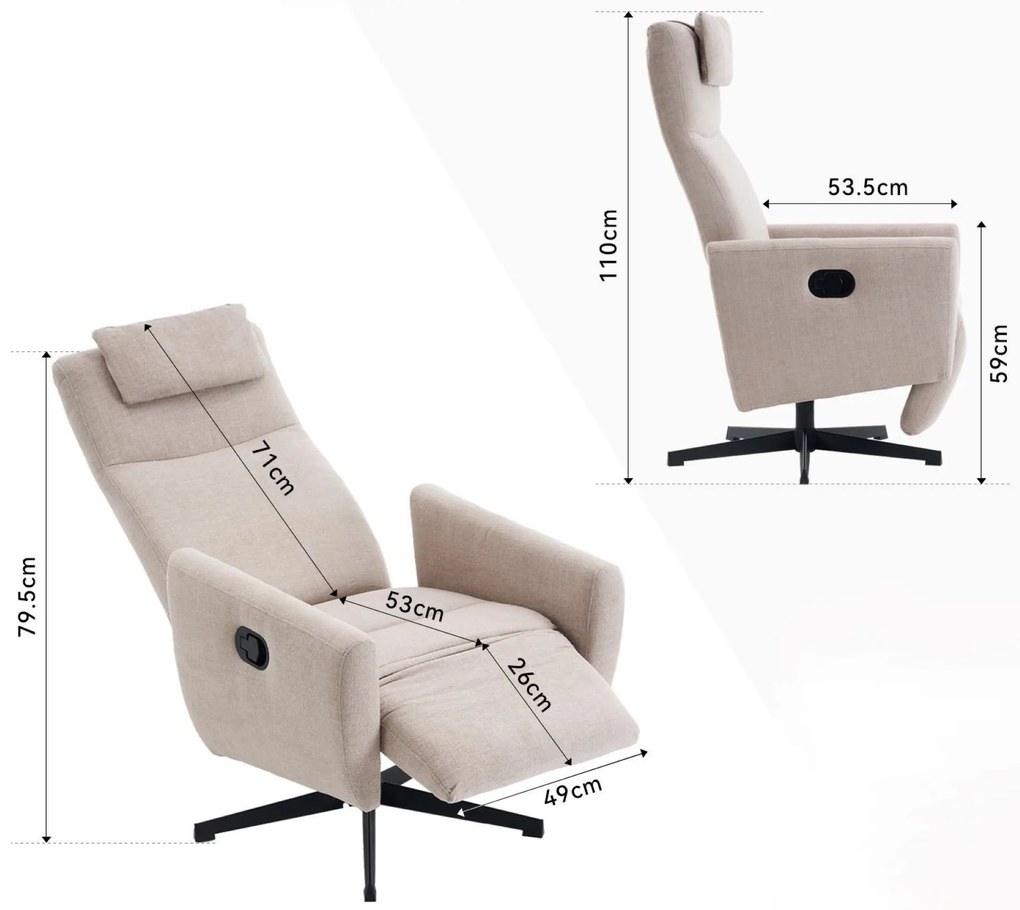 Fotoliu confortabil cu funcție de relaxare, Gri | Aosom Romania