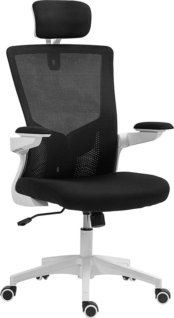 HOMCOM Scaun de birou ergonomic, fotoliu de birou, brațe rabatabile, suport lombar, tetieră, 60x63x120cm, negru | Aosom Romania