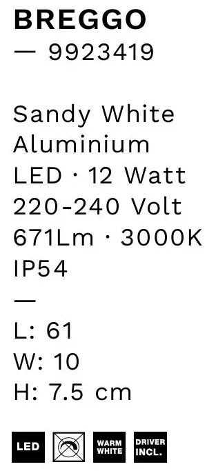 Aplica de perete LED pentru oglinda baie IP54 BREGGO alb, 61cm