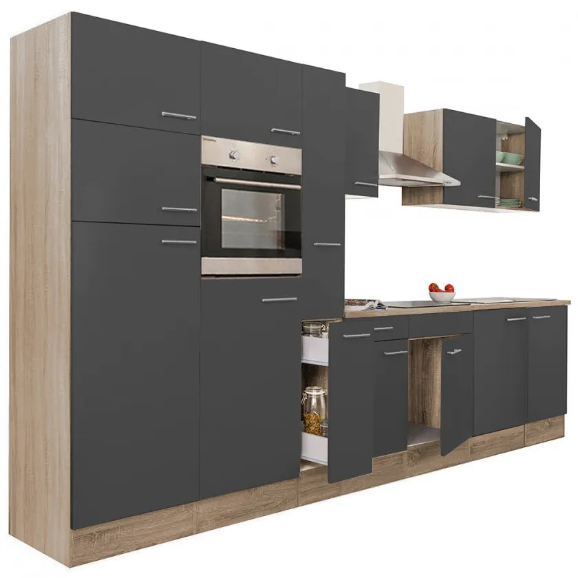 Mobilă de bucătărie Yorki 360, corp din stejar sonoma, cu față antracit satinat
