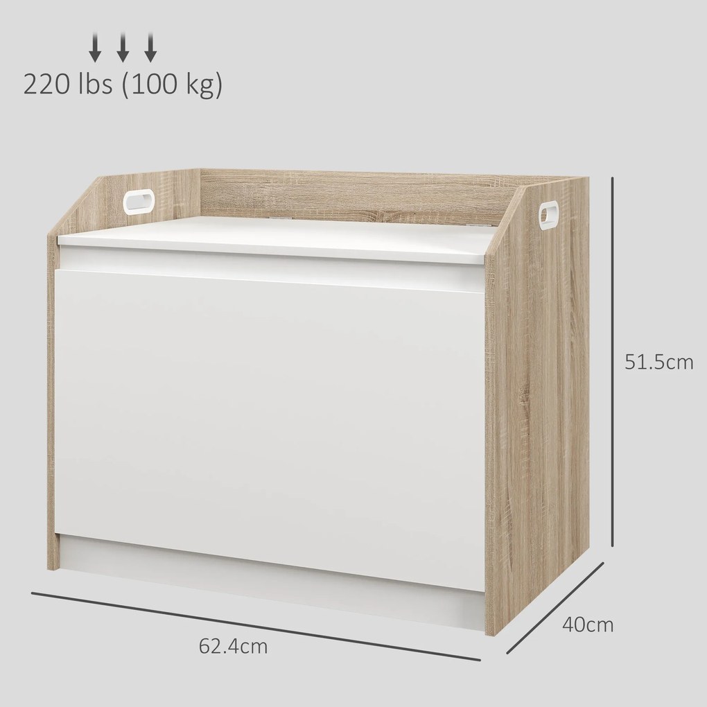 HOMCOM Cutie de Depozitare Modernă cu Lift Top și Spațiu Ascuns pentru Intrare, Living, Cameră de Joacă, 62.4x40x51.5 cm, Alb | Aosom Romania