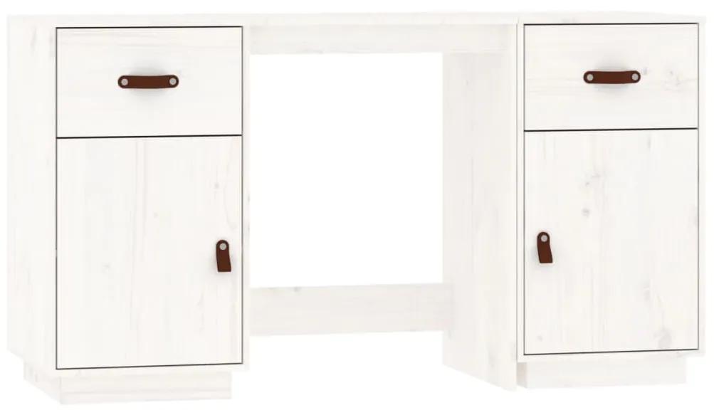 3107845 vidaXL Birou cu dulapuri, alb, 135x50x75 cm, lemn masiv de pin