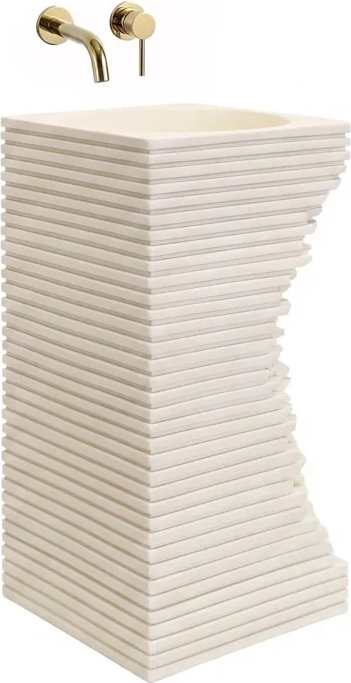 Lavoar compozit freestanding Rea Travena Square 40 cm bej mat