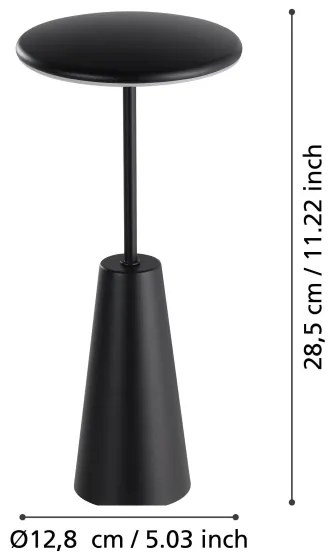 Lampă LED dimabilă de exterior Eglo 900925 PICCOLA 2,8W/5V 5200mAh IP54 negru