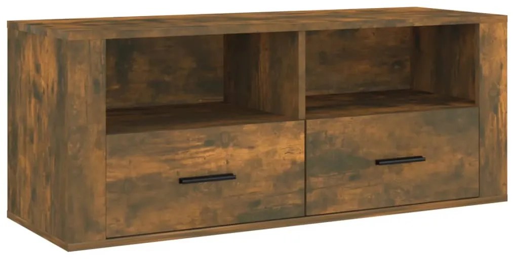 vidaXL Comodă TV, stejar fumuriu, 100x35x40 cm, lemn prelucrat