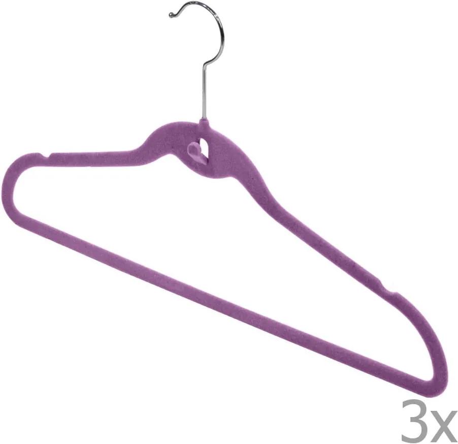 Set 3 umerașe Domopak Velvet Hangers, violet