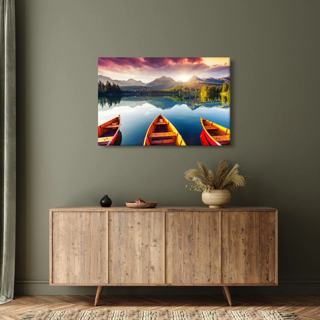 Tablou - Lac cu bărci (90x60 cm)