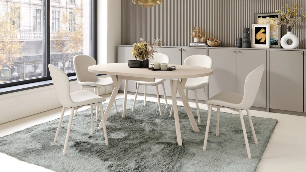 MAZZONI EXPORT FIORA Bej (material Basel 24)/cadru bej - SCAUN MODERN TAPIȚAT PENTRU SALON/SUFRAGERIE LOFT