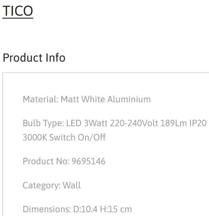 Aplica cu Spot LED directionabil stil minimalist TICO alba, NVL-9695146