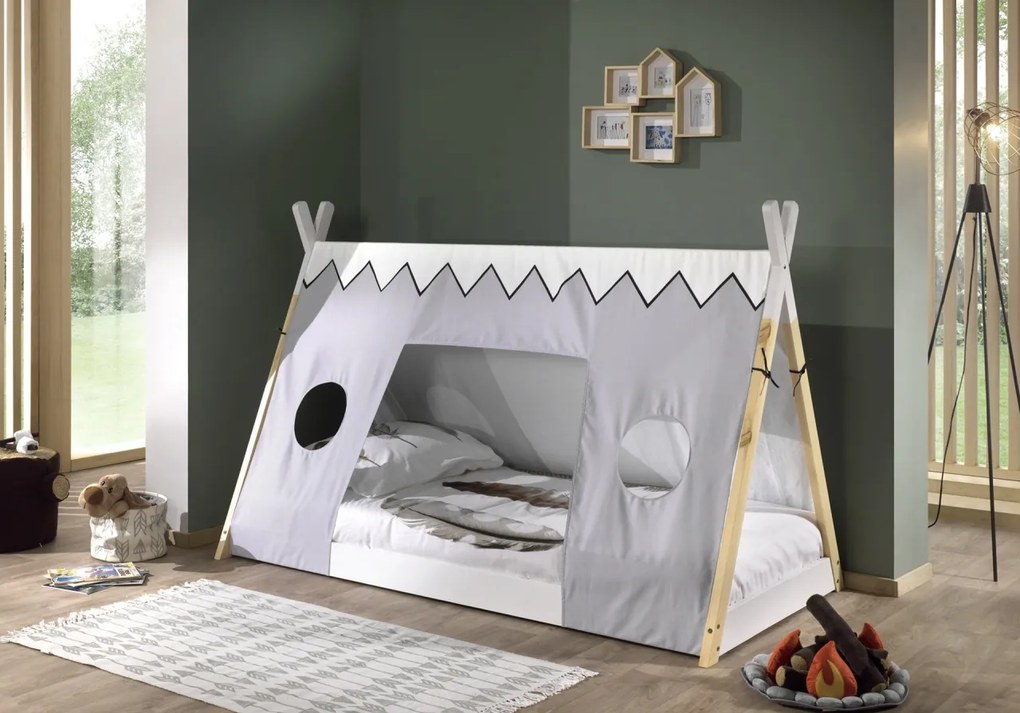 Set TIPI format dintr-un Pat copii (90 x 200 cm) și un set textil asortat.