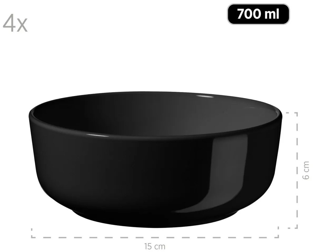 Set de masă Mäser 16 piese ALENIA, negru