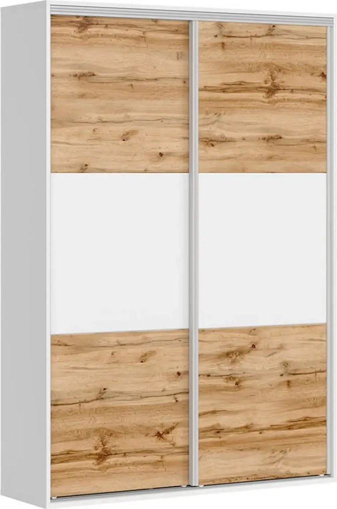 Dulap FLEX, alb/stejar wotan, PAL, cu 2 usi, 150x45x218 cm
