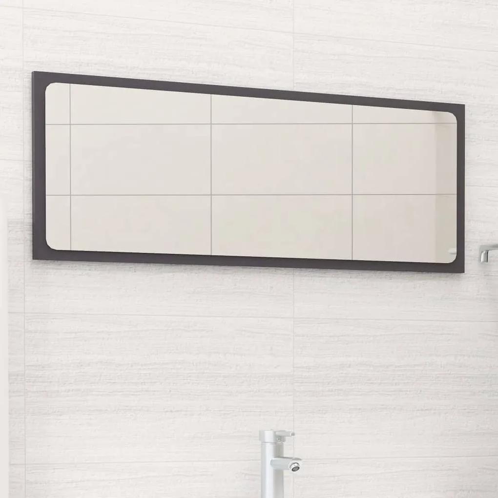Oglinda de baie, gri extralucios, 90x1,5x37 cm, lemn prelucrat gri foarte lucios, 90 x 1.5 x 37 cm