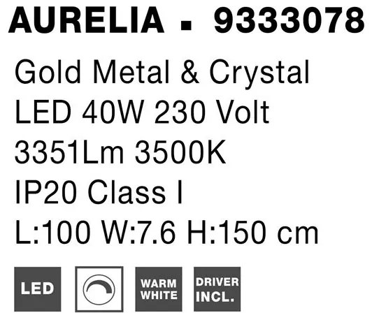 Lustra LED suspendata cristal design elegant AURELIA 40W