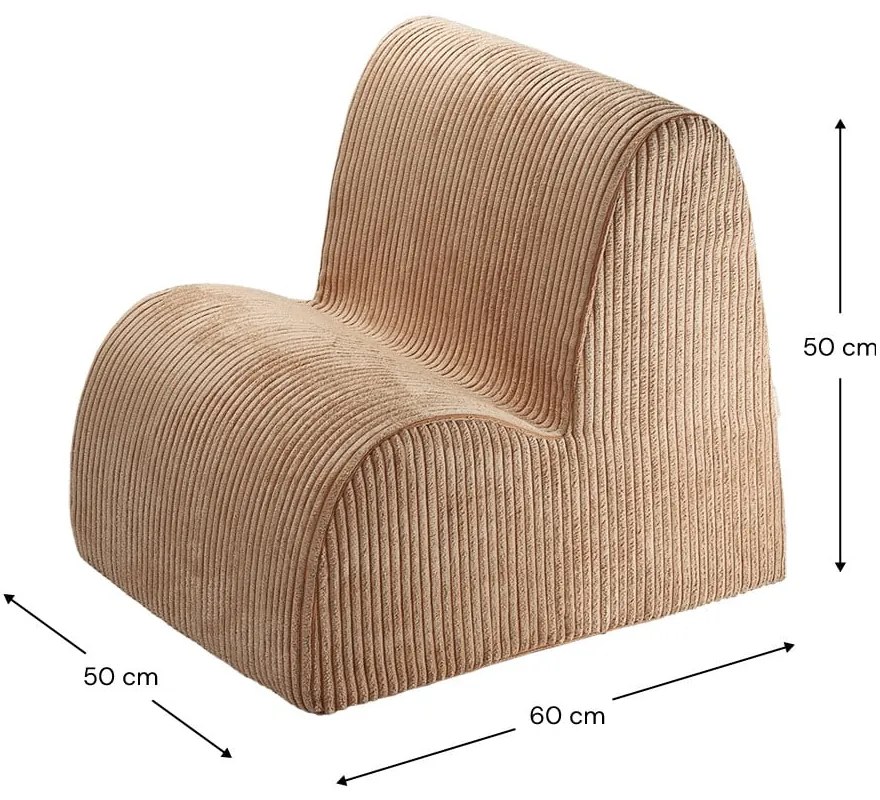 Fotoliu de copii maro cu tapițerie din catifea reiată Cloud – Wigiwama