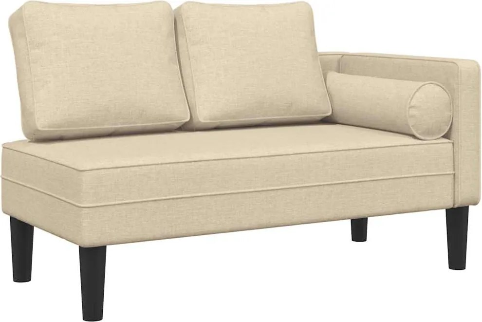 vidaXL Șezlong cu perne, crem, material textil