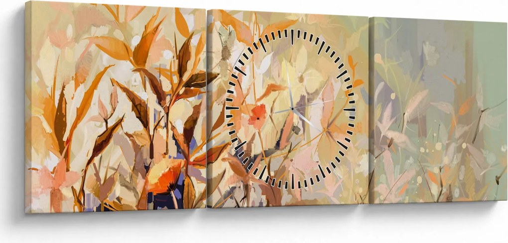 Tablou - Plante pictate (cu ceas) (90x30 cm)