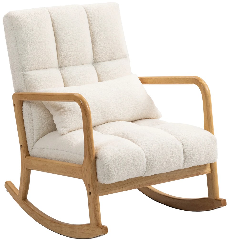 HOMCOM Balansoar 90°-130° cu Pernă Lombară din Țesătură Sherpa Albă | Aosom Romania