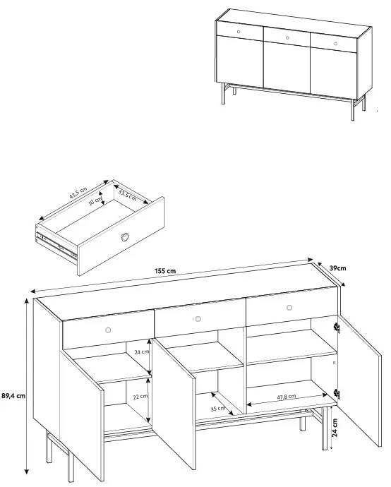 Comodă Desanta 3D3SZ (bej + negru). 1082792