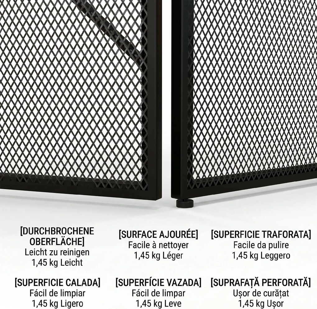 HOMCOM Paravan Pliabil Anti-Scântei pentru Șemineu cu 3 Panouri, 135x1,2x85 cm, Negru | Aosom Romania