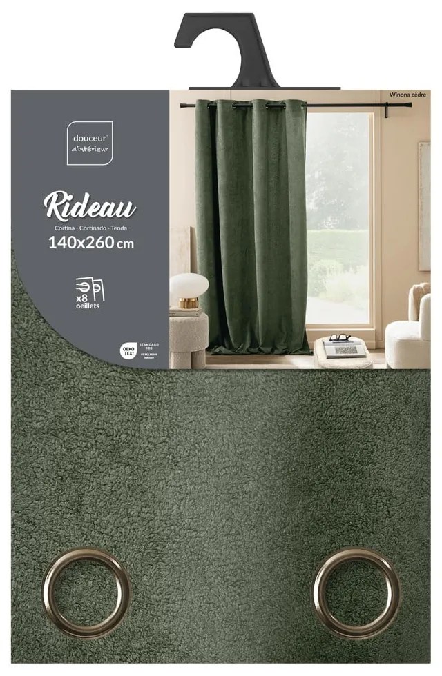 Draperie verde din material bouclé 140x260 cm Winona – douceur d'intérieur