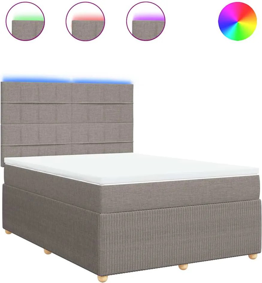 vidaXL Pat box spring cu saltea, gri taupe, 160x200 cm material textil
