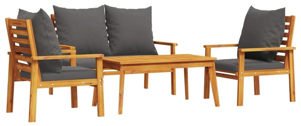 3211796 vidaXL Set mobilier de grădină cu perne, 4 piese, lemn masiv de acacia