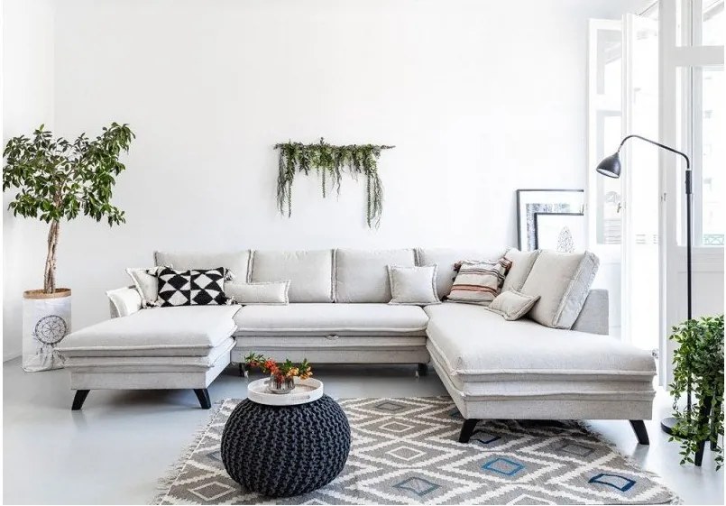 Colțar bej extensibil (cu colț pe partea dreaptă/în formă de "U") Charming Charlie – Miuform