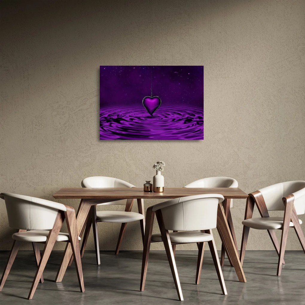 Tablou pe sticlă ci inima violetă (70x50 cm)