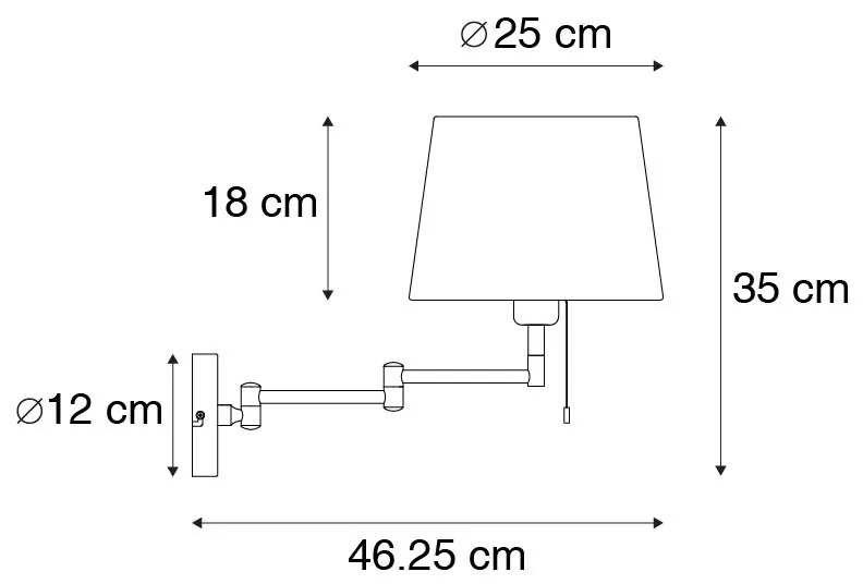 Lampă de perete inteligentă bronz cu abajur alb inclusiv Wifi A60 - Ladas Deluxe