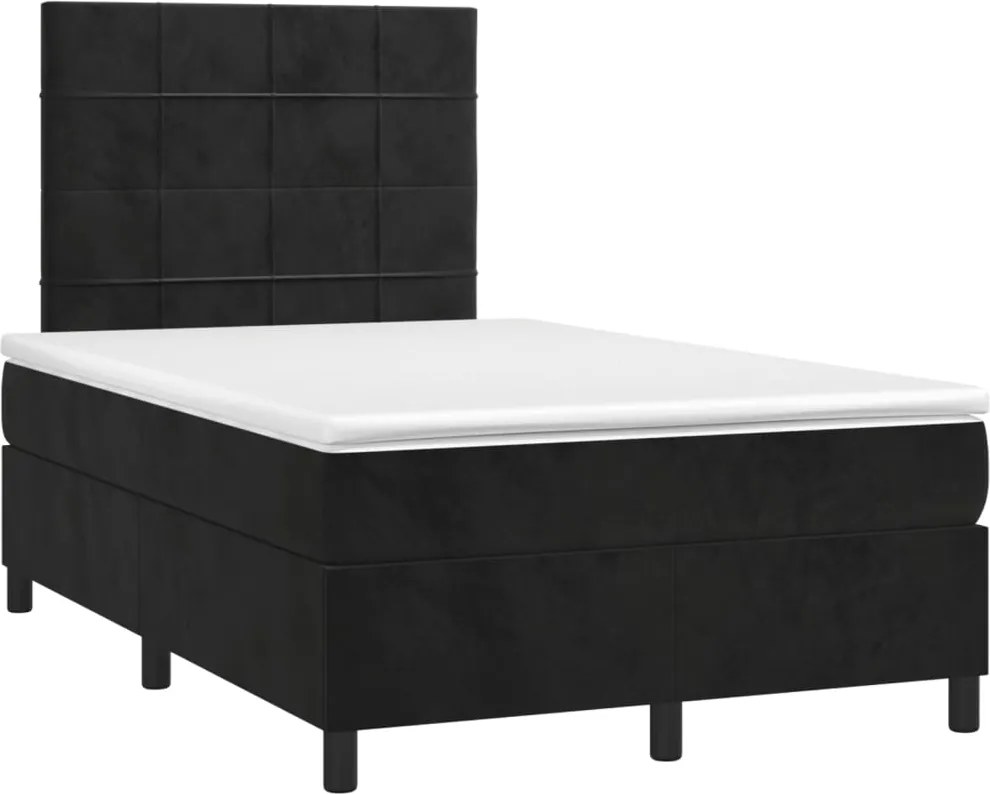 vidaXL Pat box spring cu saltea, negru, 120x190 cm, catifea