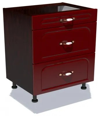 Corp inferior 80 cu 3 sertare metalice pentru greutate Zebra MDF tulip rosu
