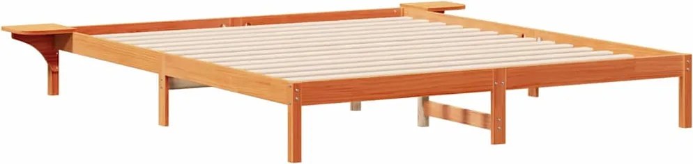 vidaXL Cadru de pat cu mese laterale Maroniu cerat 200 x 210 cm