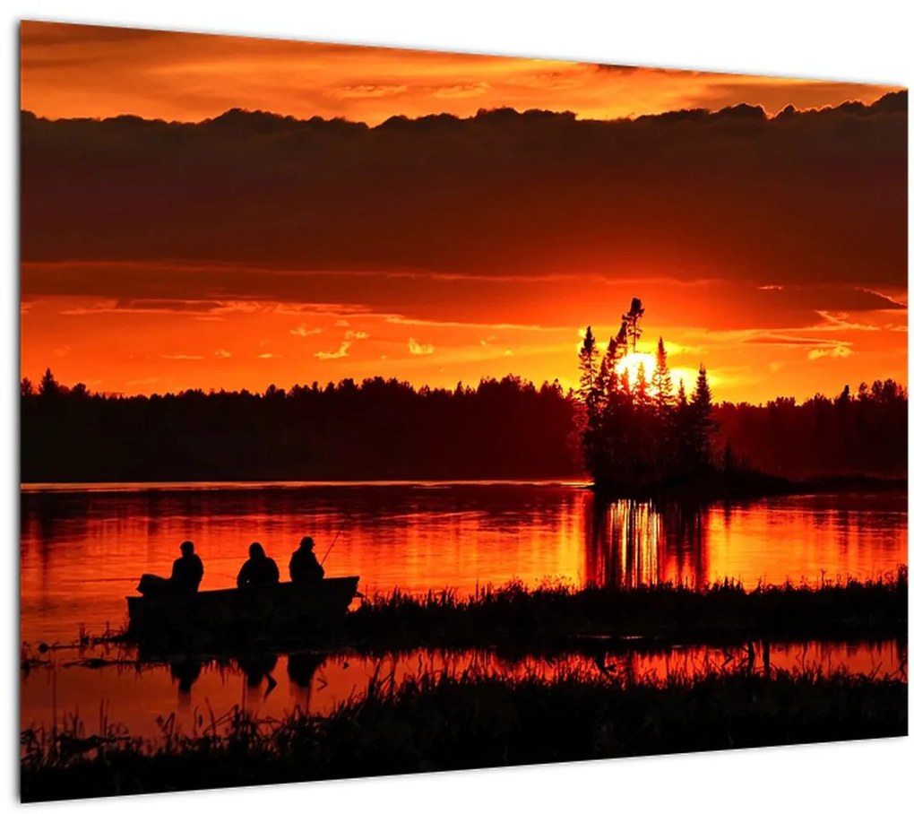 Tablou - Pescari pe lac (70x50 cm)