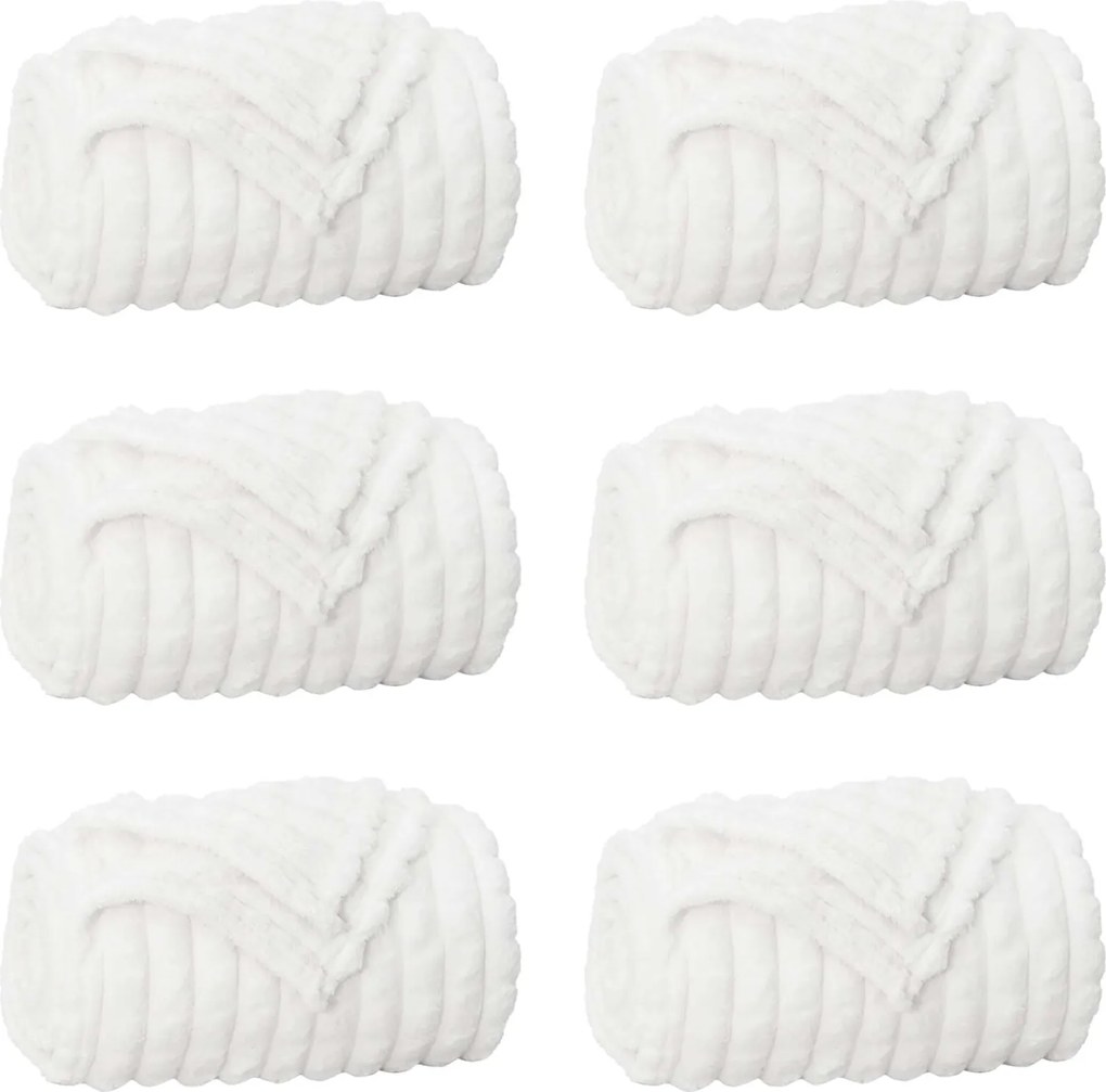 vidaXL Pături de aruncat 6 pcs Alb 150 x 130 cm Molton