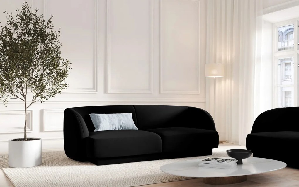 Canapea 2 locuri, Miley, Micadoni Home, BL, 184x85x74 cm, catifea, negru