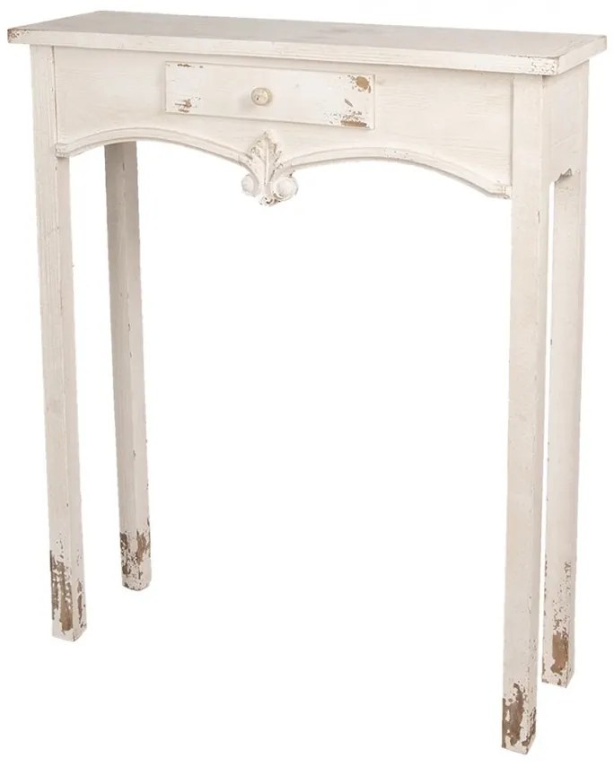 Consola alba, din lemn, aspect vintage, Eloanne