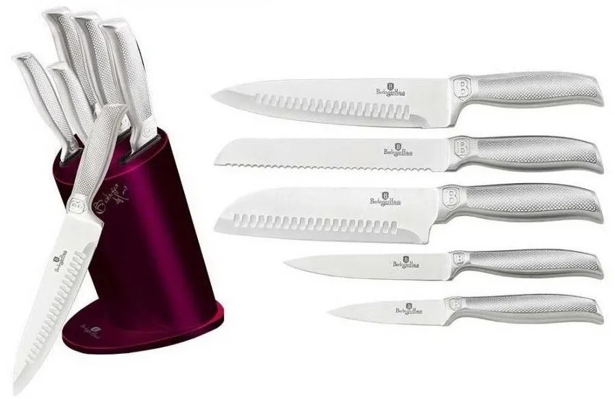 Set cutite inox 6 piese, suport inox Purple Berlinger Haus, BH 2270