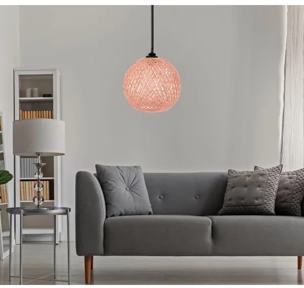 Lustră pe cablu JUTE 1xE27/60W/230V roz