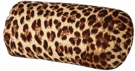 Pernă tubulară cu biluţe, leopard, maro
