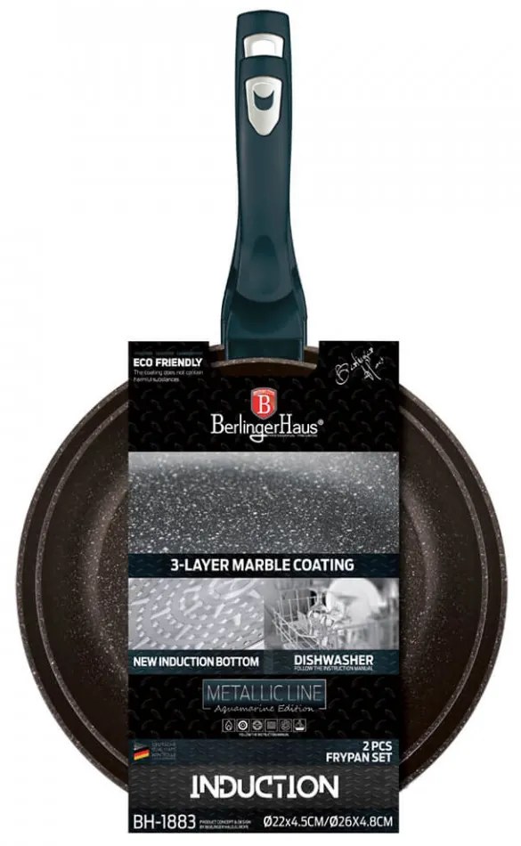 Set 2 tigai marmorate (3 straturi) Aquamarine Metalic Line Berlinger Haus BH 1883