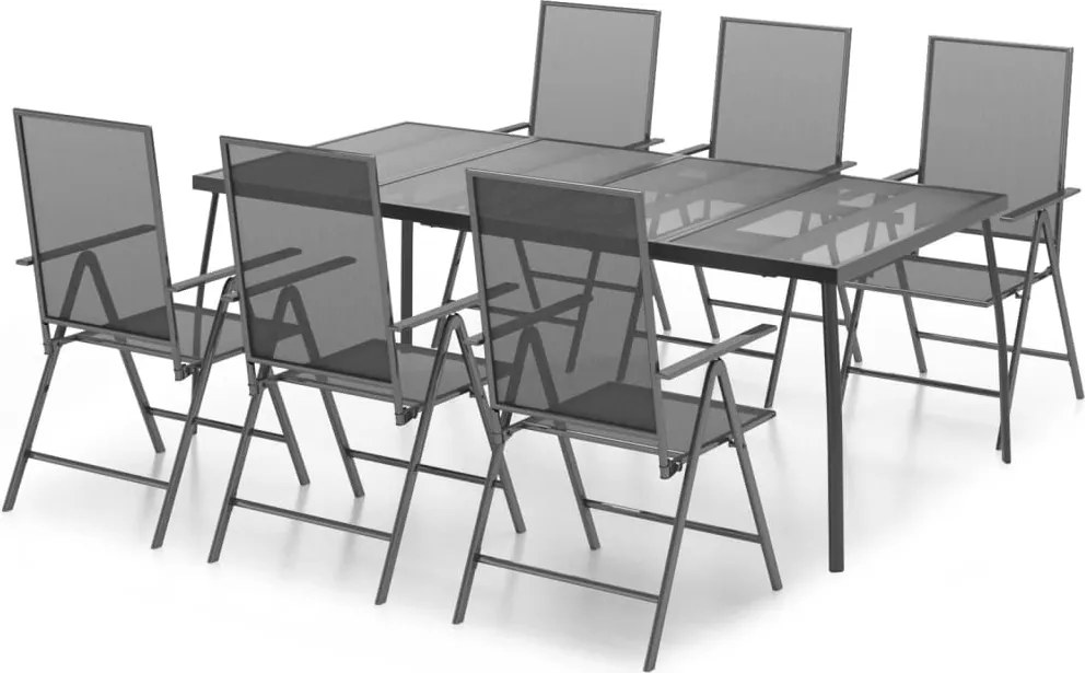 vidaXL Set de masă pentru grădină, 7 piese, antracit, oțel