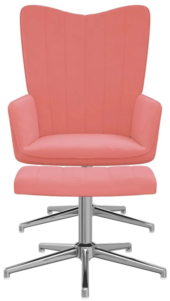 327736 vidaXL Scaun de relaxare cu taburet, roz, catifea