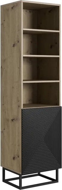 Bibliotecă Asha 50 cm pe soclu de metal - artizanal / negru mat
