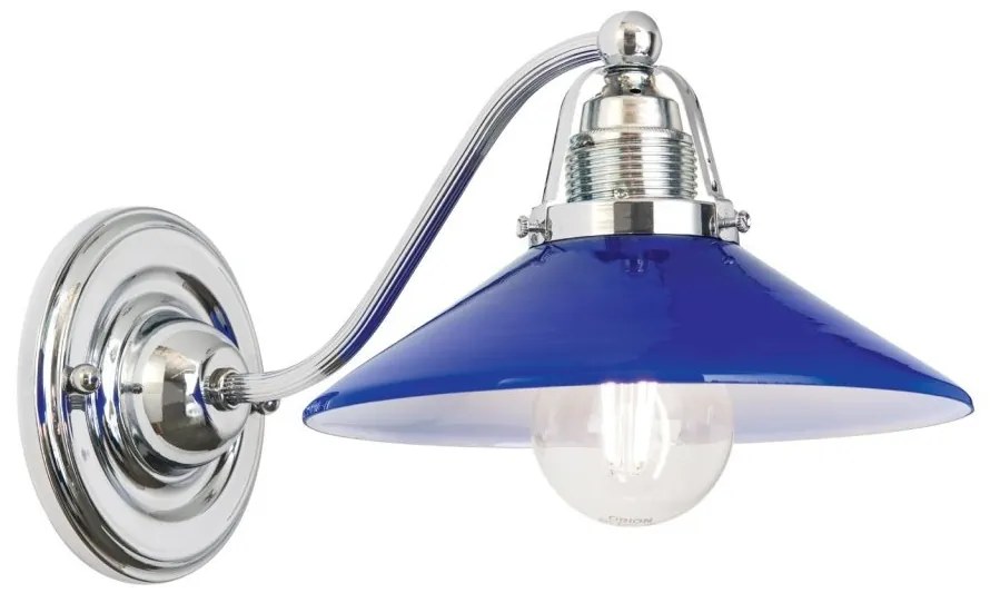 Aplica de perete rustica realizata manual ARTDESIGN, crom/ albastru-cobalt