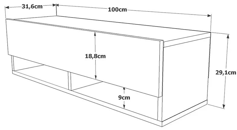 Comoda TV de perete Roscoe stejar alb 100x31.5x29.5cm